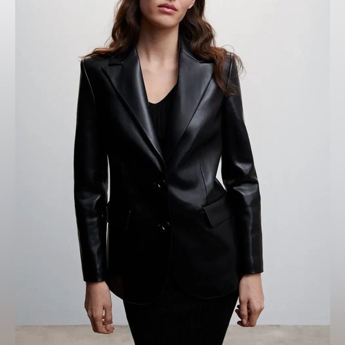 Mango mng black faux leather - faux,